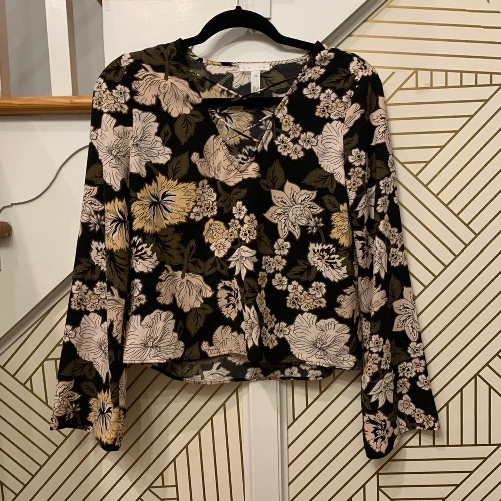 Leith Nordstrom Floral Long Sleeve Blouse